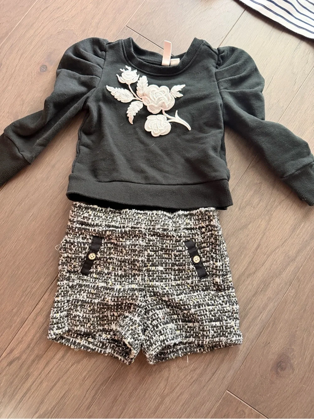 Janie and Jack Black and Gray Tweed Jacket with Gold Threading